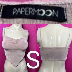 🆕Sexy Mauve Light Pink Shiny Stretchy Cami Blouse~Size S